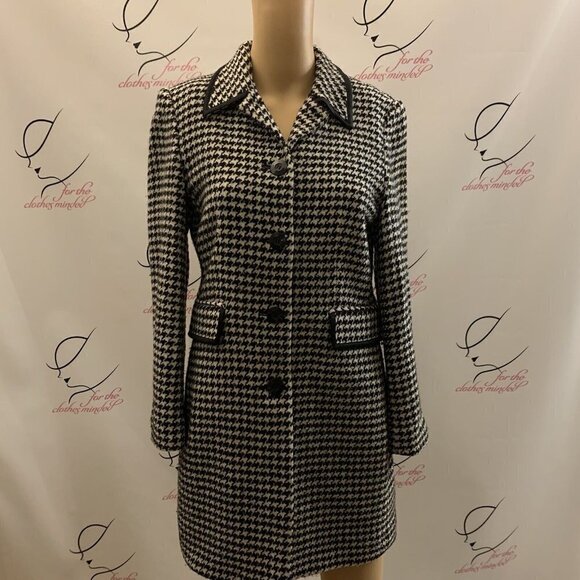 Apostrophe. Sz 4. Wool/Rayon Blend Lined Coat. Faux Pockets. Houndstooth. WTC - Picture 1 of 6
